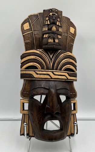 Hand carved wood tribal - tribal, mask